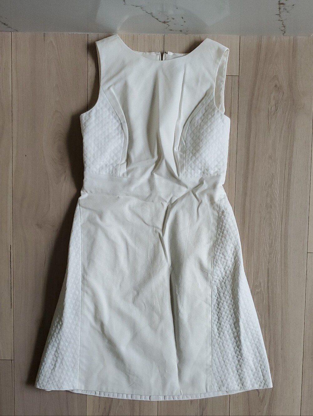J. Crew Dress Womens 6 White Sleeveless Textured High Neck‎ Shift A-Line